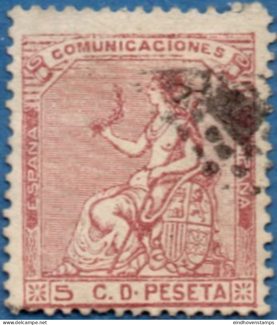 Spain 1873 Hispania Sitting 5 C Cancelled - Usados