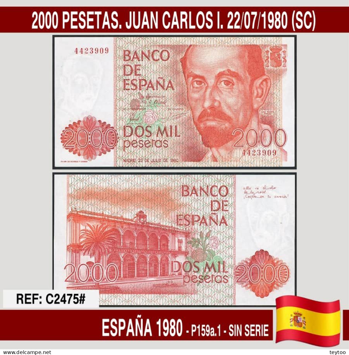 C2475# España 1980. 2000 Pts. Juan Carlos I (UNC) P-159a.1 - [ 4] 1975-… : Juan Carlos I