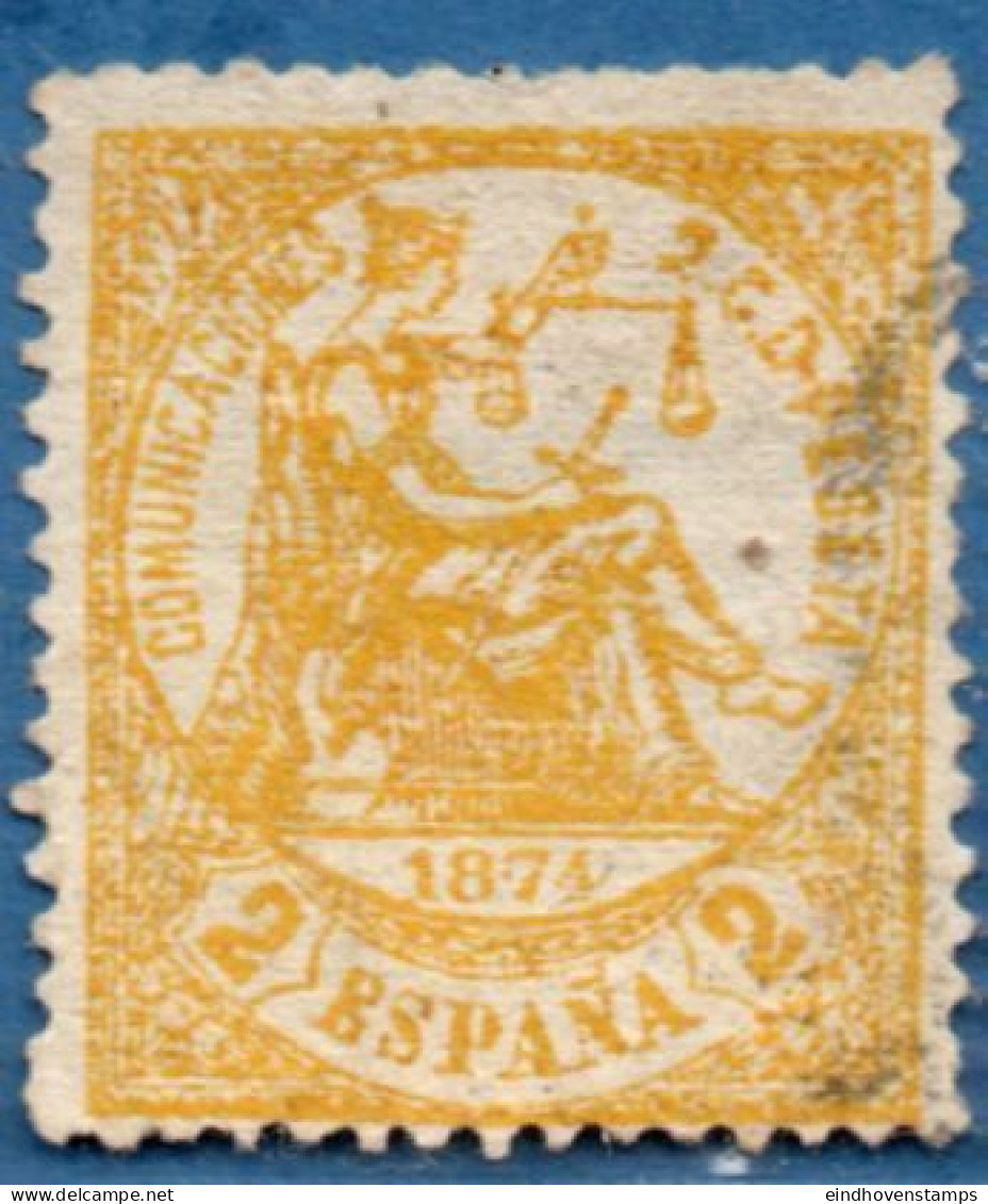 Spain 1874 Allegory 2 C Cancelled - Usati