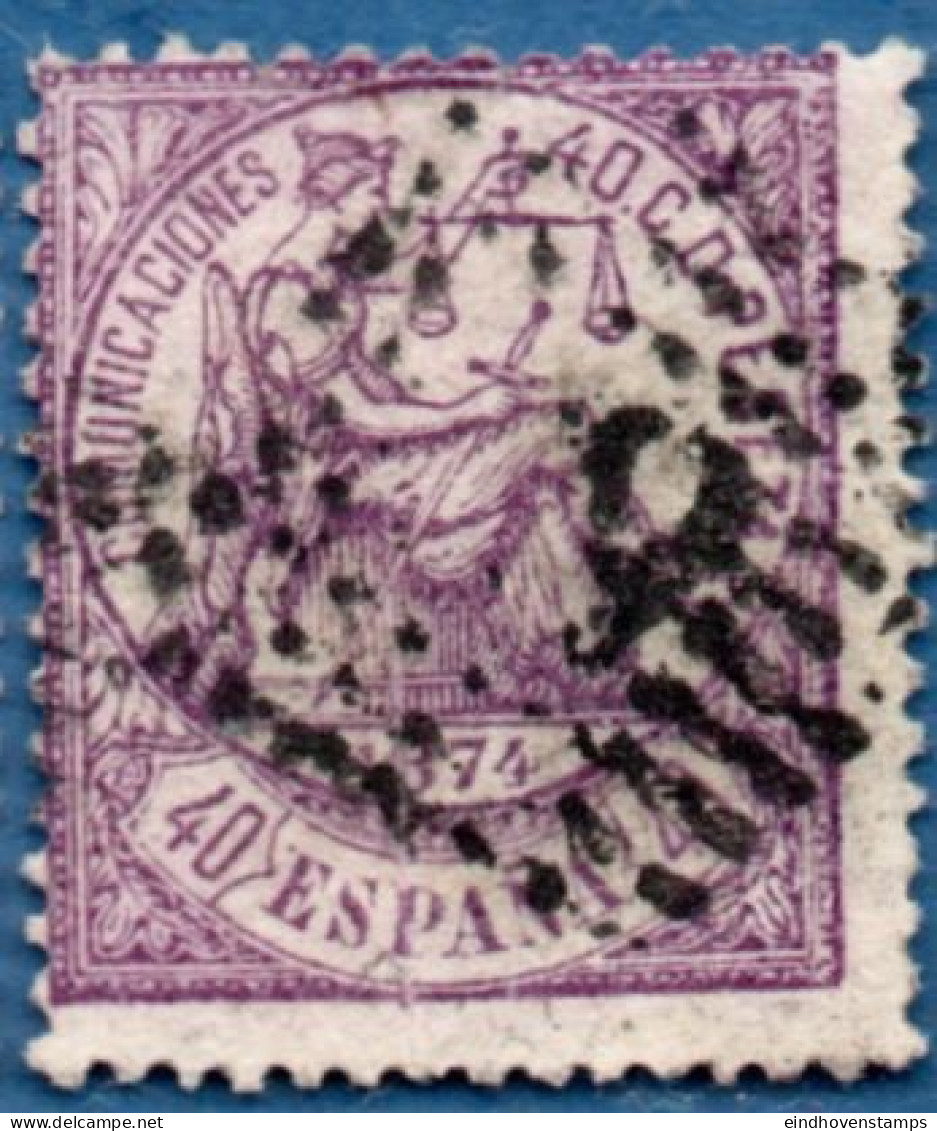 Spain 1874 Allegory 40 C Cancelled - Gebruikt