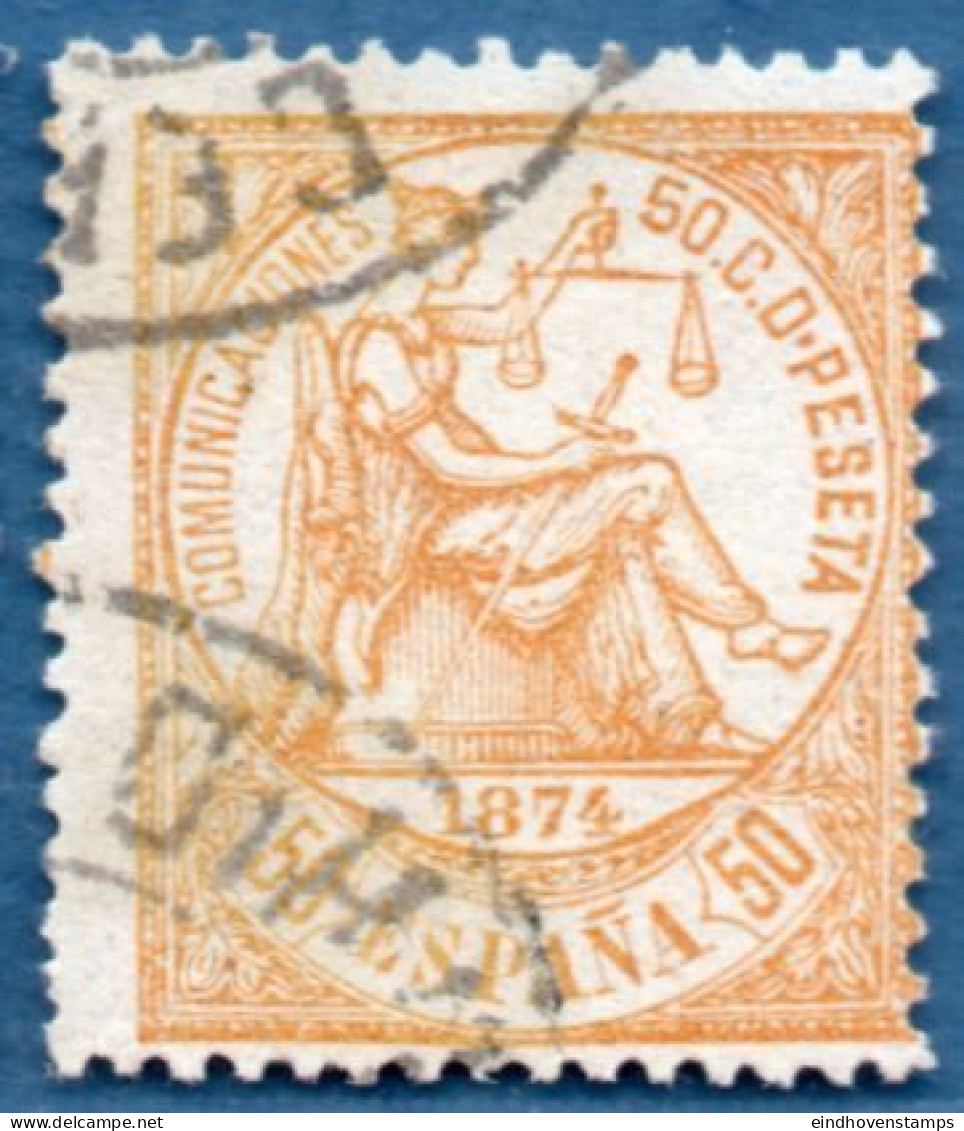 Spain 1874 Allegory 50 C Cancelled - Usados