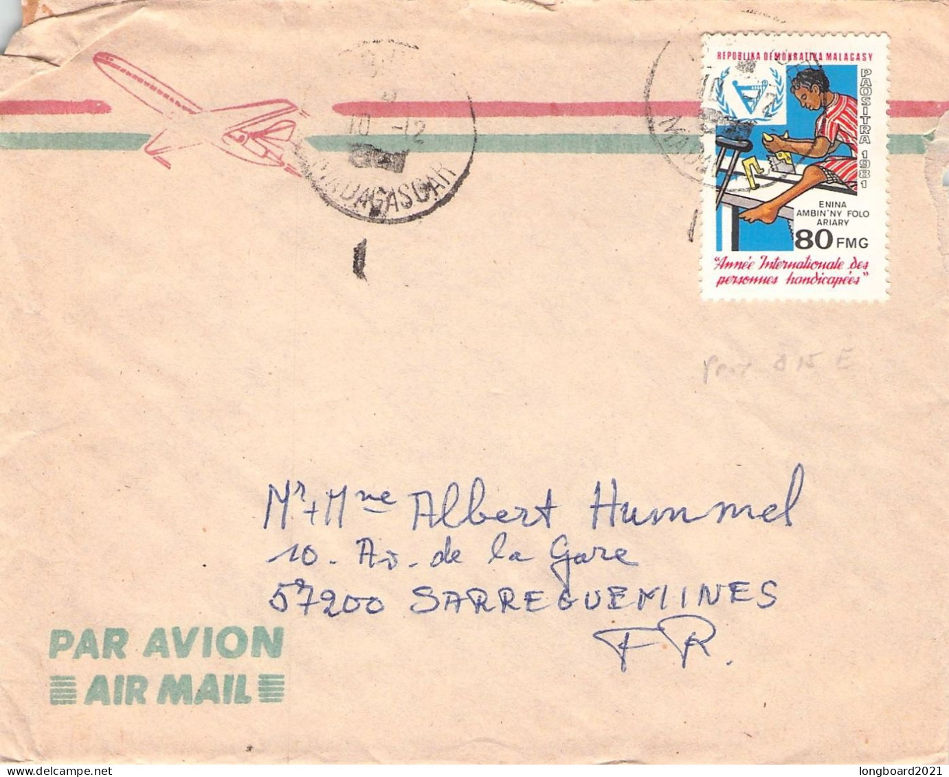 MALAGASY - AIRMAIL Ca 1981  - FRANCE / 1530 - Madagaskar (1960-...)