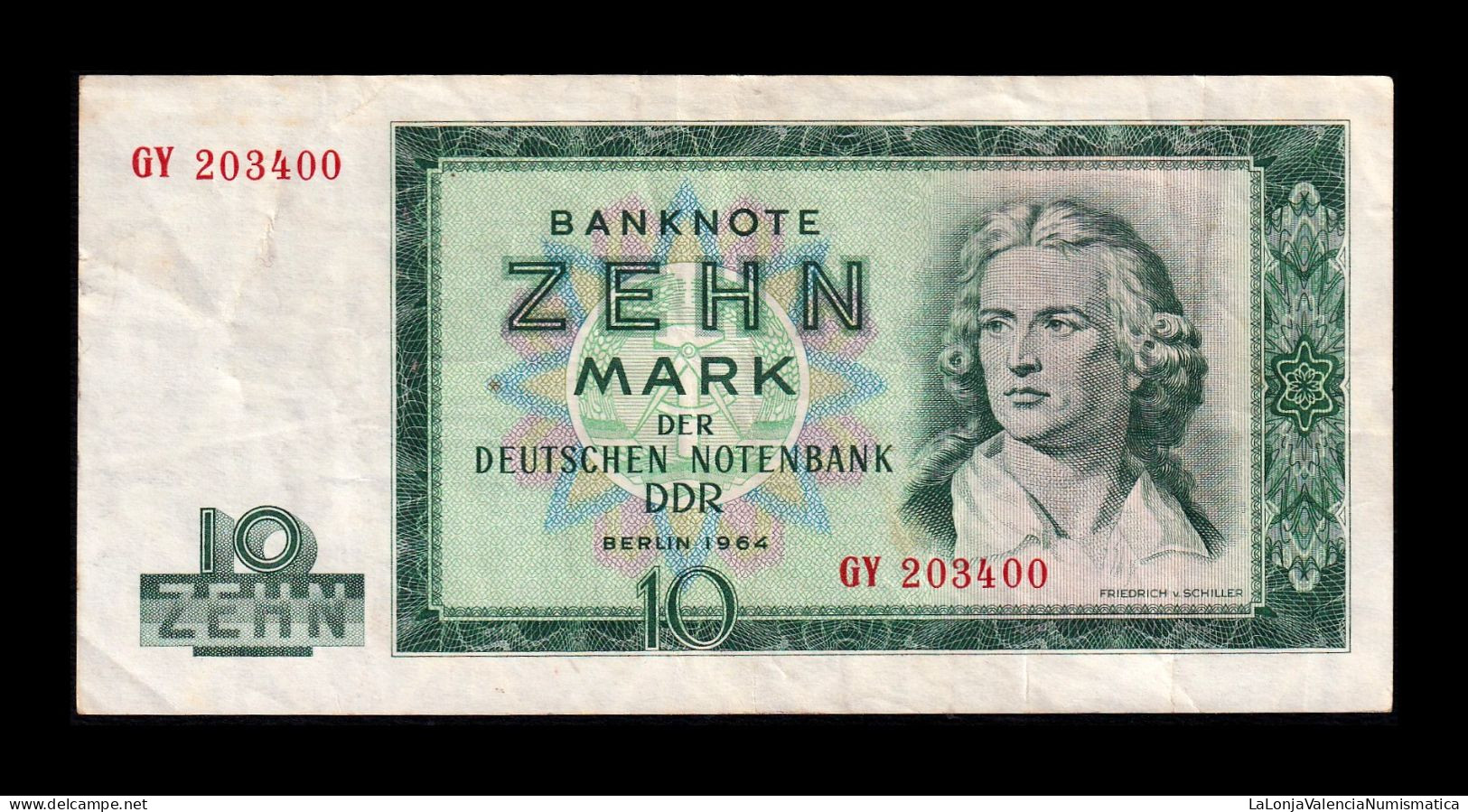 Alemania Germany Dem. Rep. DDR 10 Mark 1964 Pick 23 Mbc Vf - 10 Deutsche Mark