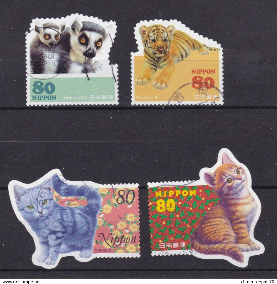 NIPPON JAPPON JAPAN   ANIMAUX CHATS TIGRE CATS TIGER - Used Stamps