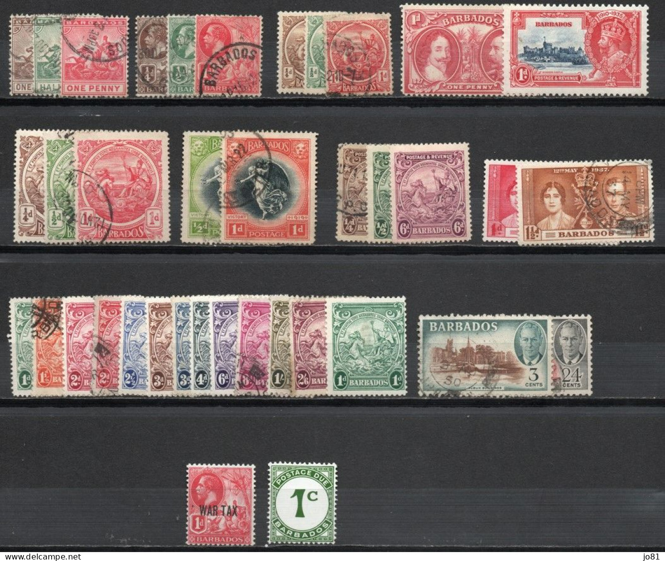 Barbades Lot De 36 Timbres Différents Oblitéré Neuf Sans Gomme Neuf Avec Charnière - Barbados (...-1966)