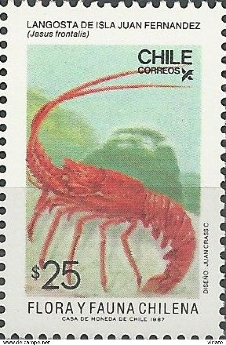 Chile 1987 (MNH) (Mi 1197) - Juan Fernandez Lobster (Jasus Frontalis) - Crostacei