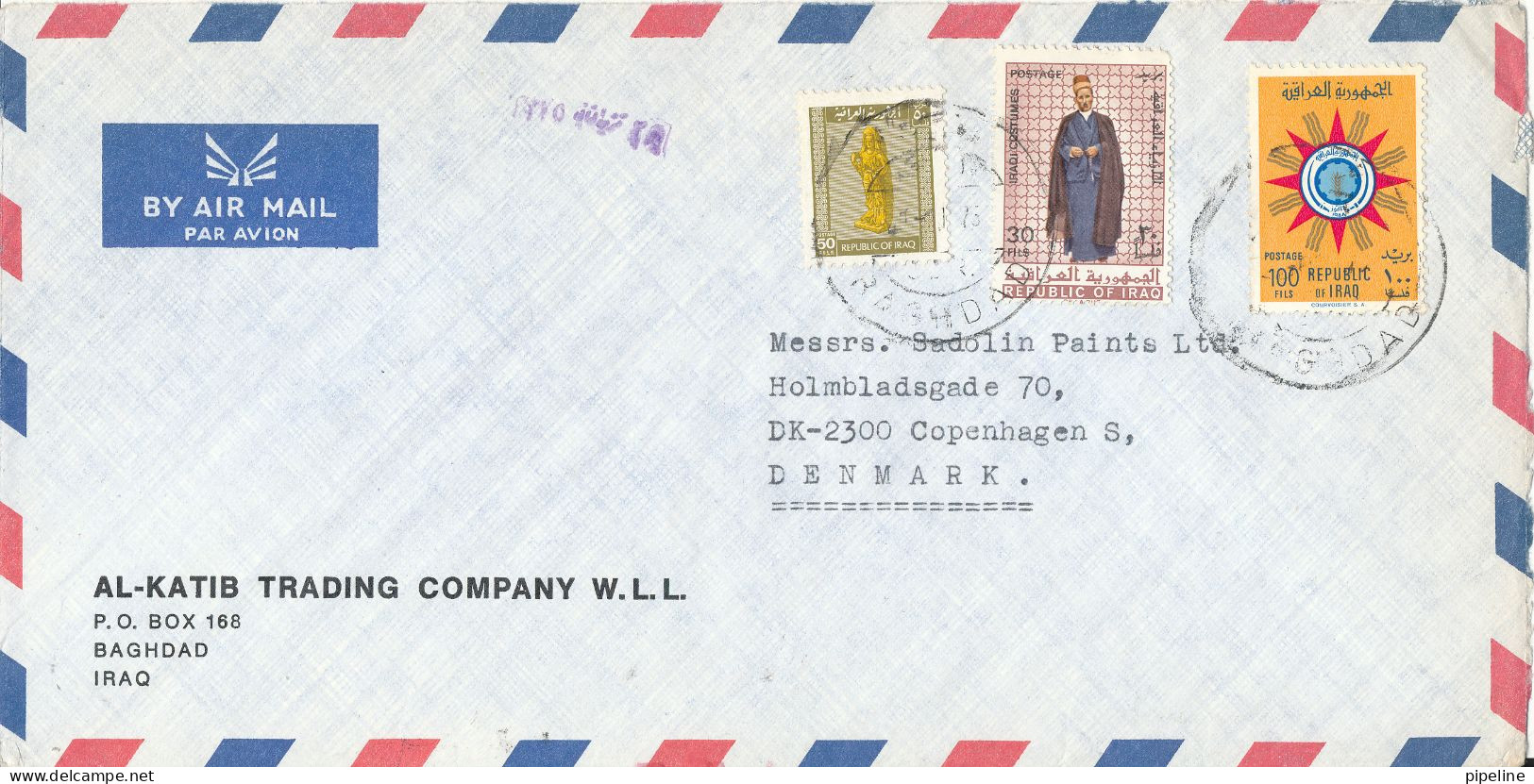 Iraq Air Mail Cover Sent To Denmark Topic Stamps 1975 (no Postmarks On The Backside Of The Cover) - Iraq