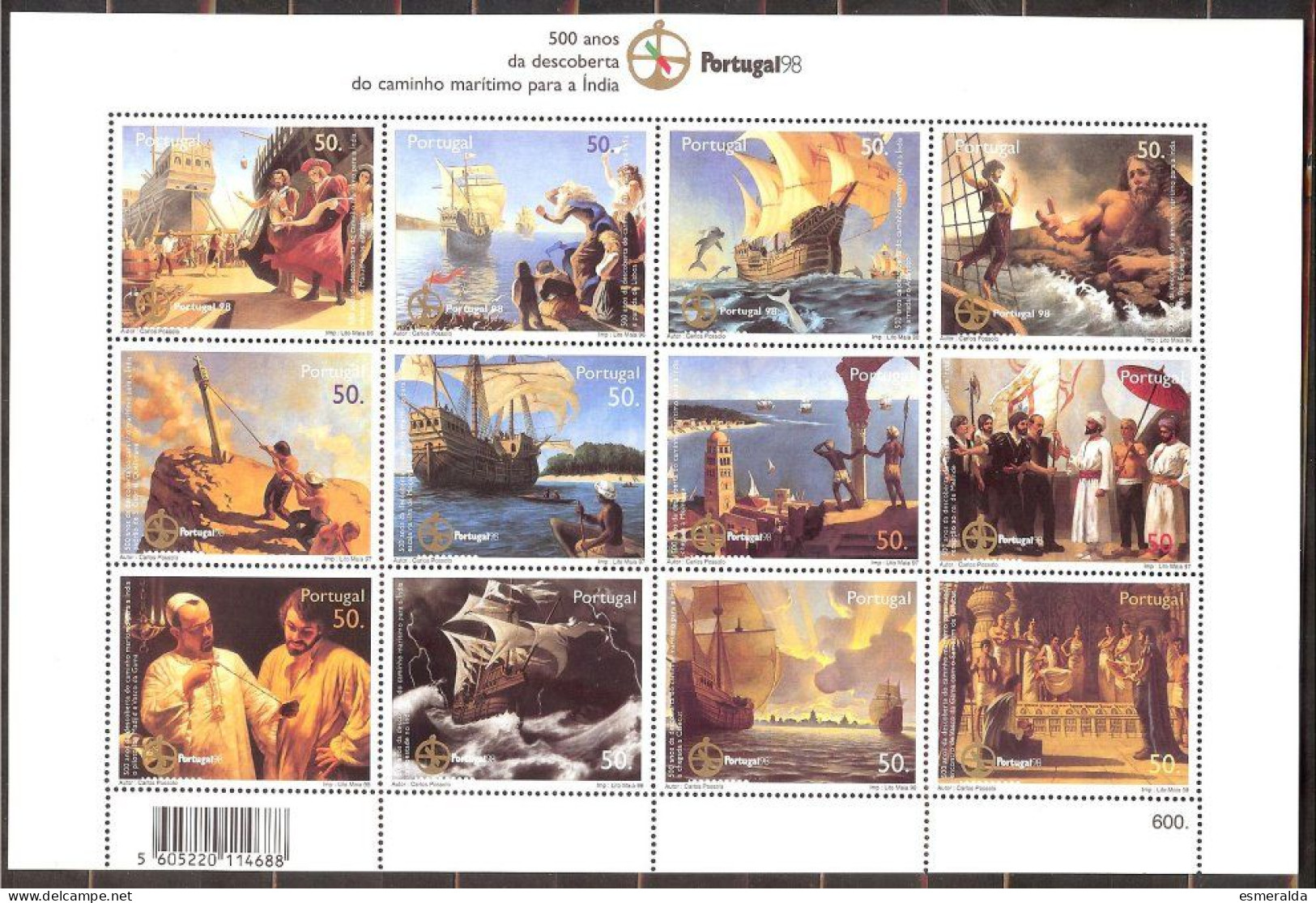 (PTG)  Yv 2281/92,découverte Route Maritime Des Indes Par Vasco De Gama,12v En Petite Feuille ** - Full Sheets & Multiples