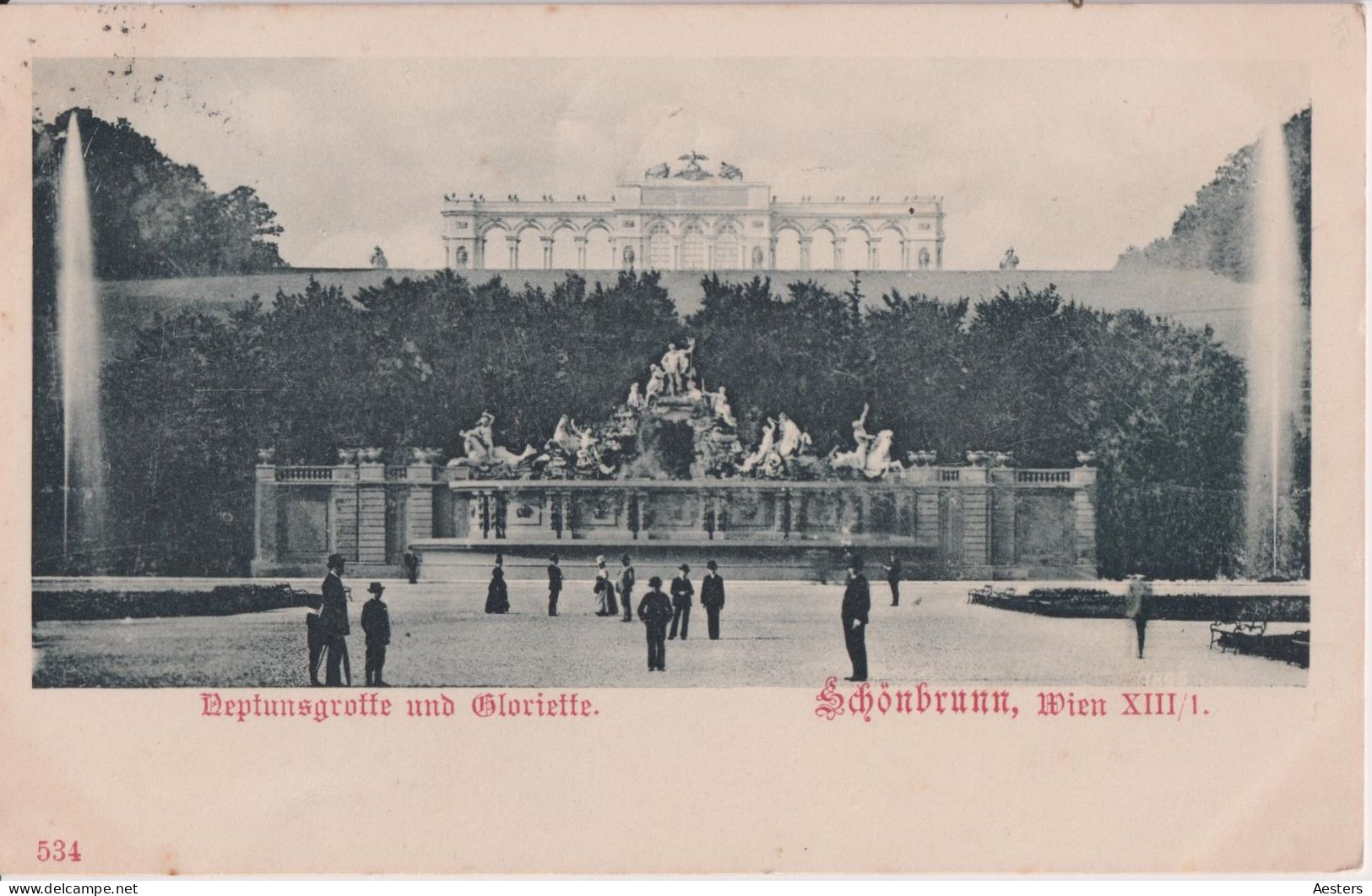 Wien 1901; Schönbrunn, Neptunsgrotte Und Gloriette - Gelaufen. - Château De Schönbrunn
