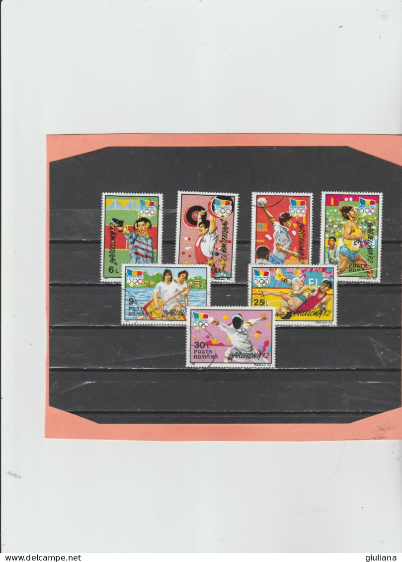 Romania 1992 - (YT) 4024/31 Used "Giochi Olimpici Estivi, Barcellona '92" - Serie Completa (manca Un Valore) - Used Stamps