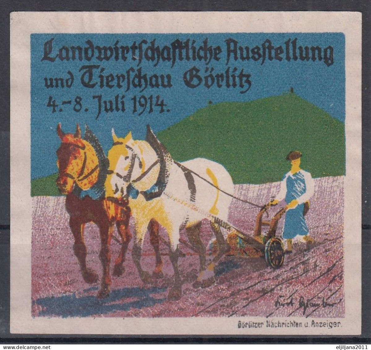 Germany 1914 GÖRLITZ ⁕ Landwirtschaftliche Ausstellung Und Tierschau ⁕ 7 X 6,5 Cm Cinderella / Reklamemarke Advertising - Erinnophilie