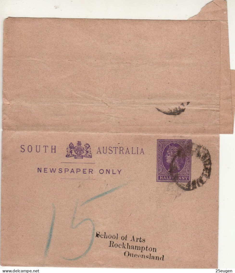 SOUTH AUSTRALIA 1884 WRAPPER SENT TO ROCKHAMPTON - Briefe U. Dokumente