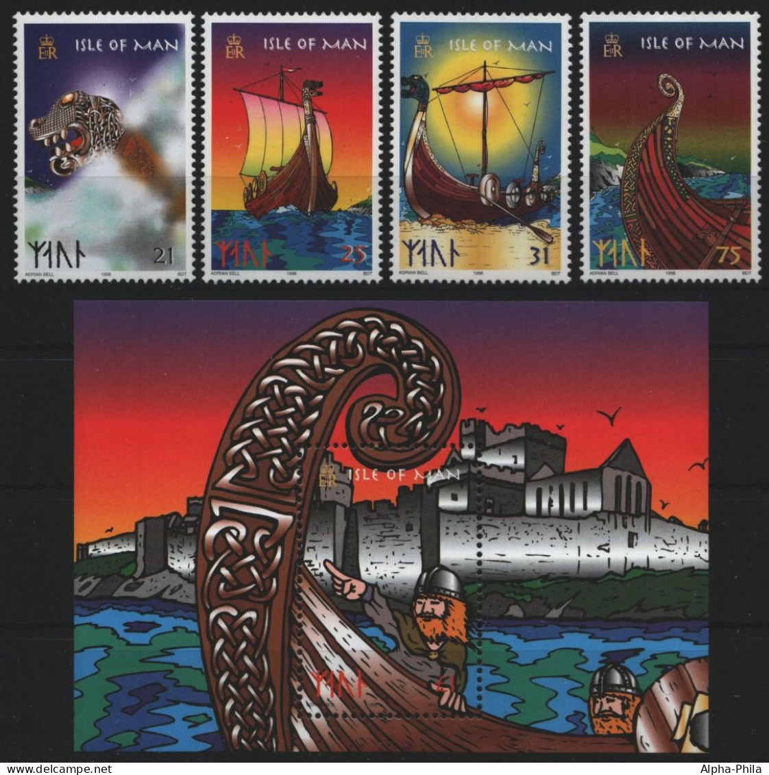Isle Of Man 1998 - Mi-Nr. 753-756 & Block 32 ** - MNH - Wikingerboot - Man (Ile De)