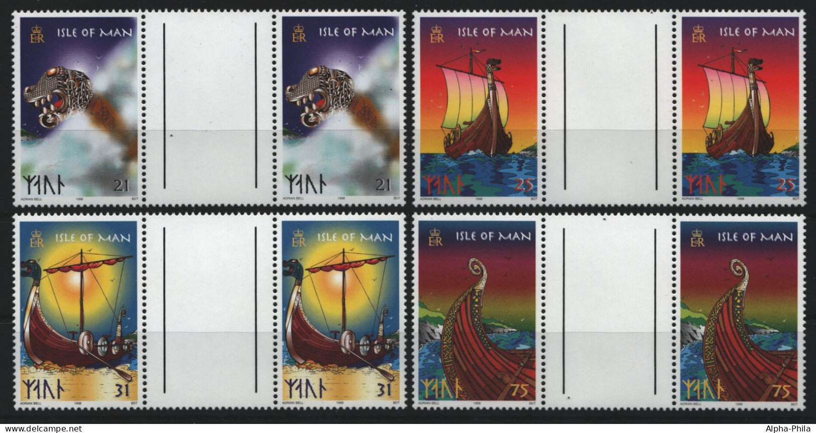 Isle Of Man 1998 - Mi-Nr. 753-756 ** - MNH - Stegpaare - Wikingerboot - Man (Ile De)