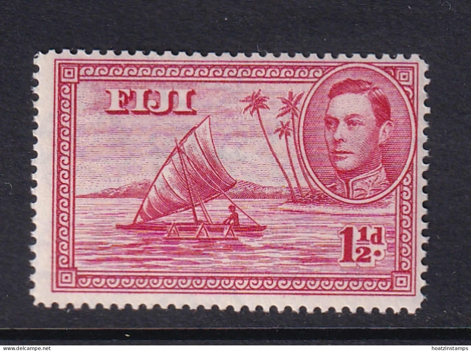 Fiji: 1938/55   KGVI    SG252b    1½d    Carmine  [Perf: 14] [Die II]   MH - Fiji (...-1970)