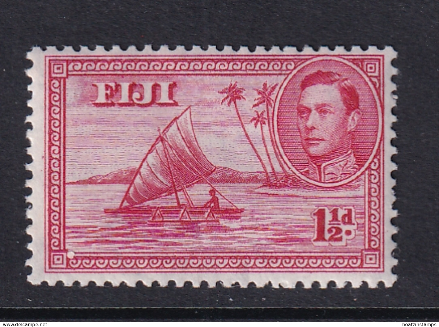 Fiji: 1938/55   KGVI    SG252c    1½d    Carmine  [Perf: 12] [Die II]   MH - Fiji (...-1970)