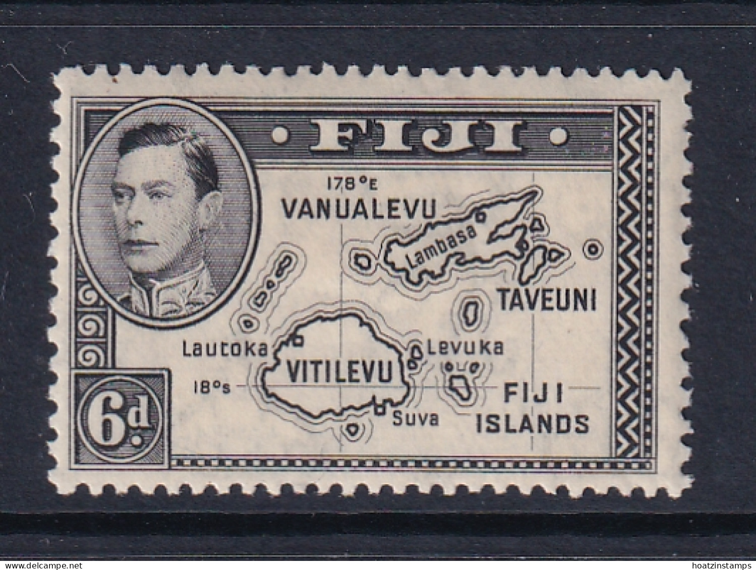 Fiji: 1938/55   KGVI    SG260    6d    [Die I  Without 180]  [Perf: 13 X 12] MH - Fiji (...-1970)