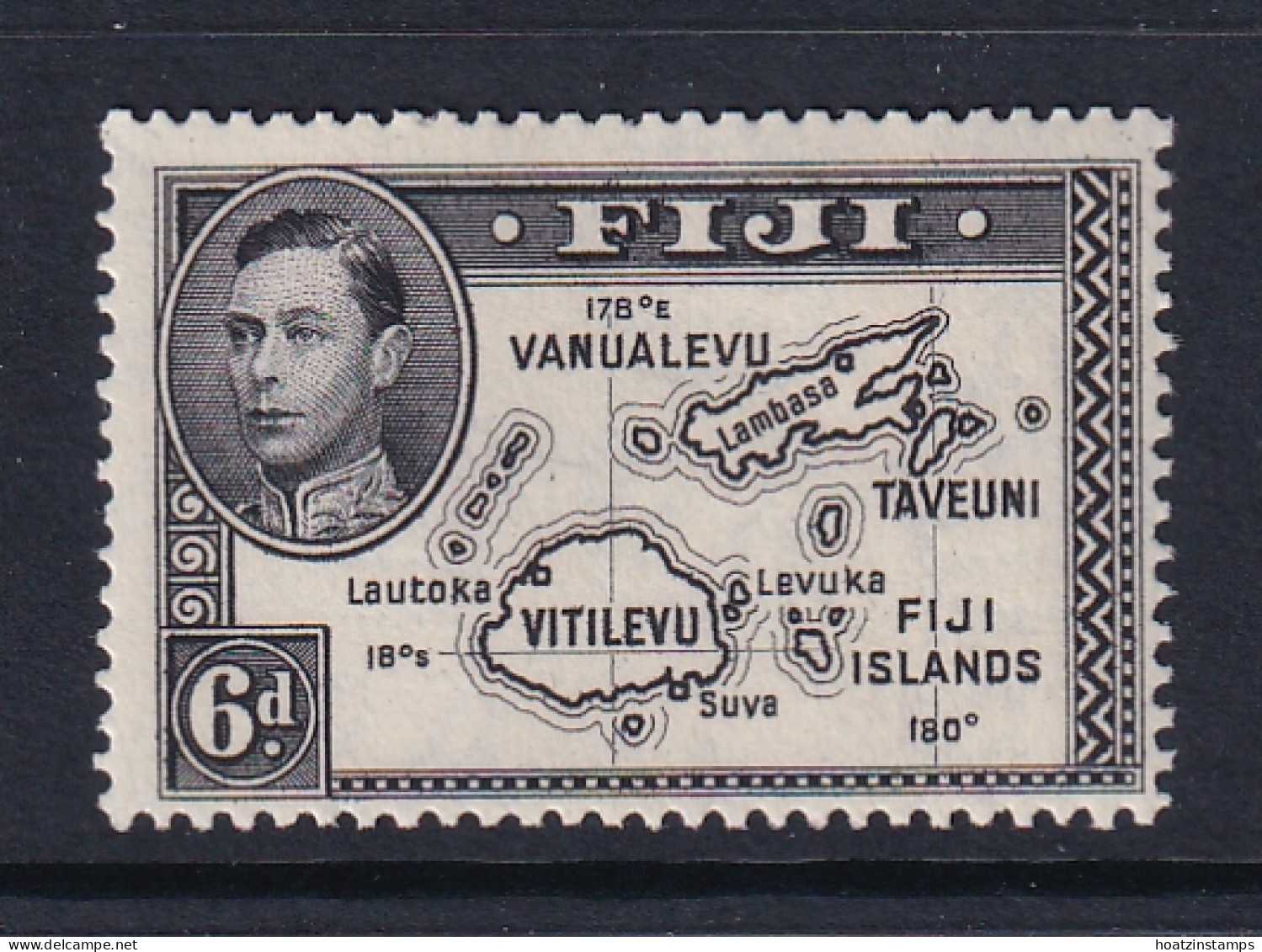 Fiji: 1938/55   KGVI    SG261    6d    [Die II With 180]  [Perf: 13½]  MH - Fiji (...-1970)