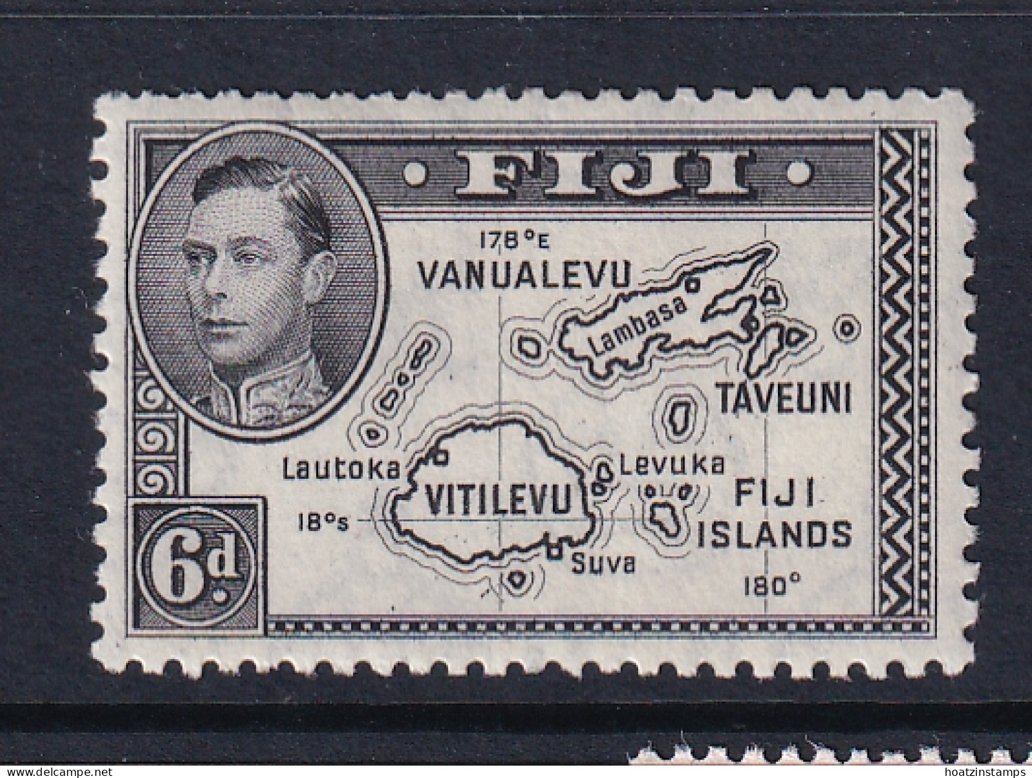 Fiji: 1938/55   KGVI    SG261b    6d    [Die II With 180] [Perf: 12]   MH - Fiji (...-1970)