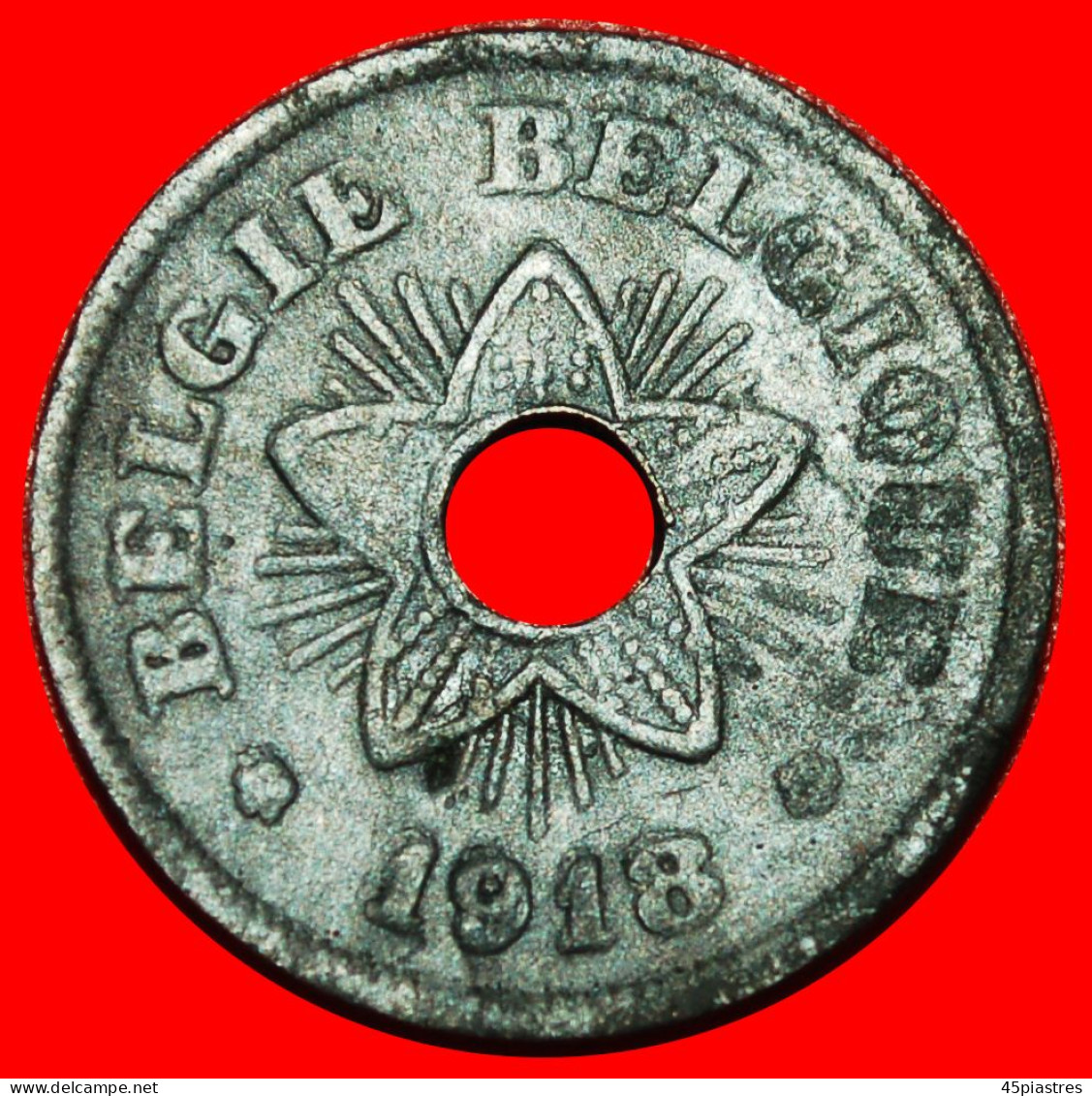 * OCCUPATION By GERMANY: BELGIUM  50 CENTIMES 1918 UNCOMMON! Albert I (1909-1934) · LOW START ·  NO RESERVE! - Duitse Bezetting 1915-1918