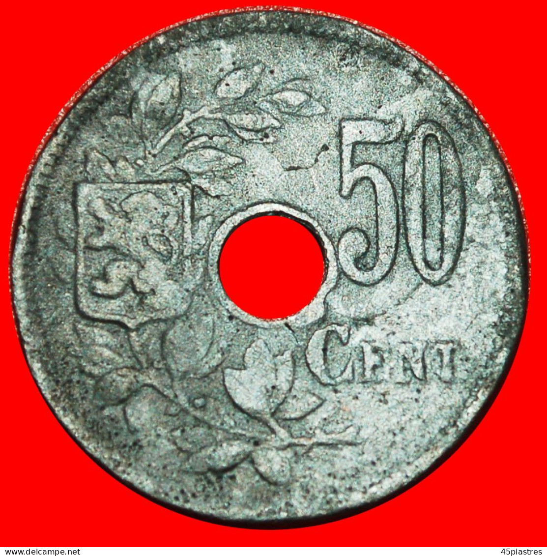 * OCCUPATION By GERMANY: BELGIUM  50 CENTIMES 1918 UNCOMMON! Albert I (1909-1934) · LOW START ·  NO RESERVE! - German Occupation 1915-1918