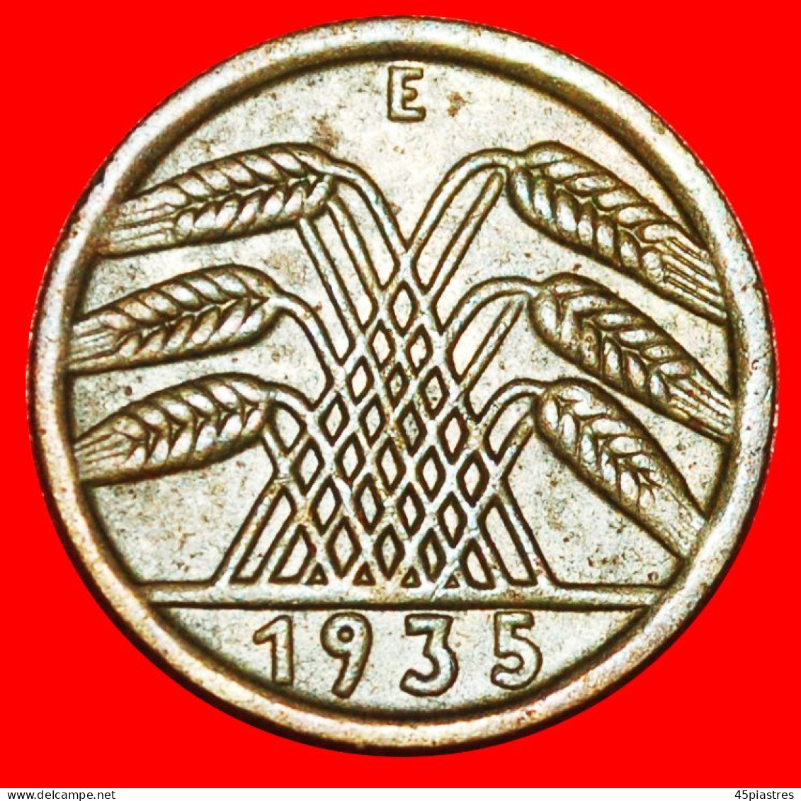 * THIRD REICH (1933-1945): GERMANY  5 REICHSPFENNIGS 1935E NO SWASTIKA SAXONY! · LOW START ·  NO RESERVE! - 5 Reichspfennig