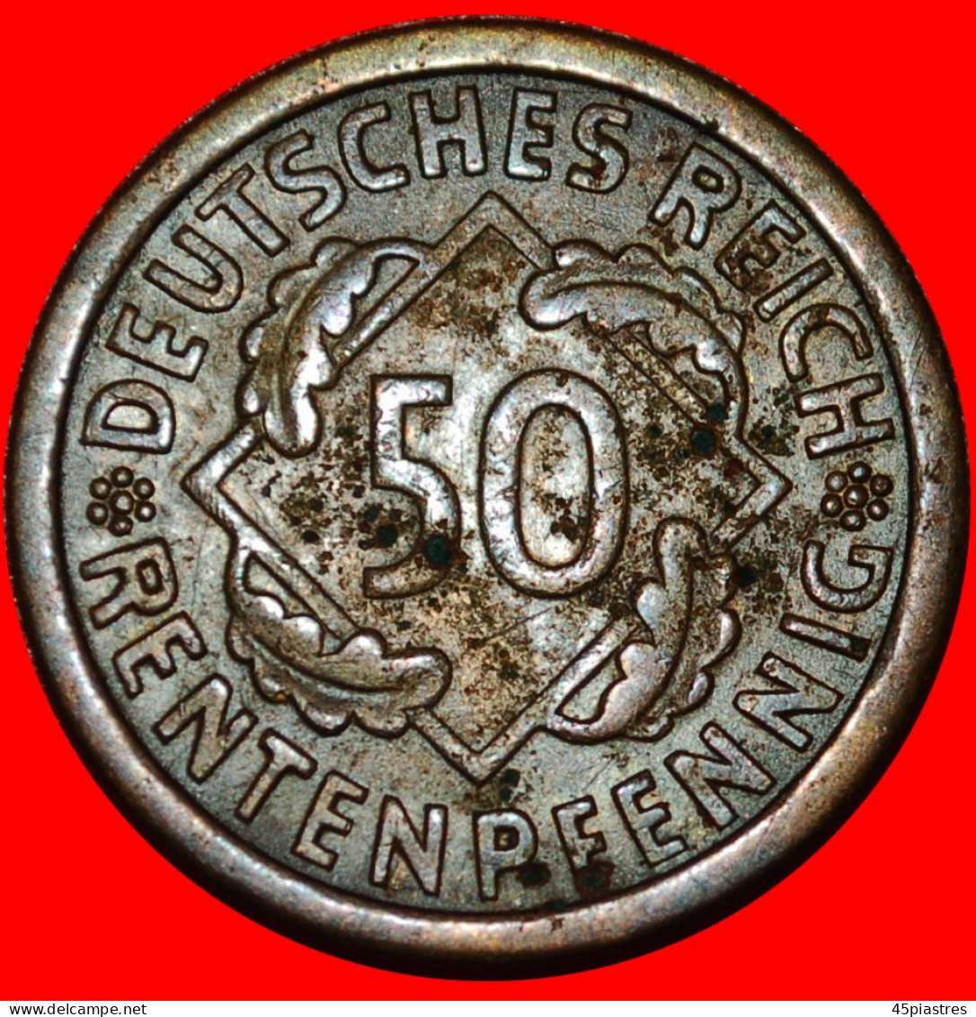 * PYRAMID OF WHEAT (1923-1925): GERMANY  50 RENTENPFENNIGS 1924J UNCOMMON HAMBURG! WEIMAR · LOW START ·  NO RESERVE! - 50 Renten- & 50 Reichspfennig