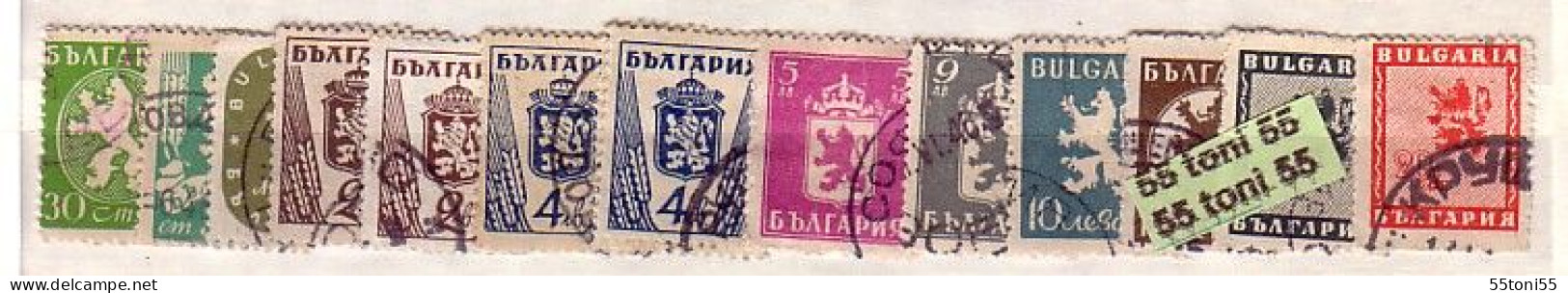 1945 LION And A State Coat Of Arms Michel -505/515 +508/09 II 13v.- Useed Bulgaria / Bulgarie - Gebraucht