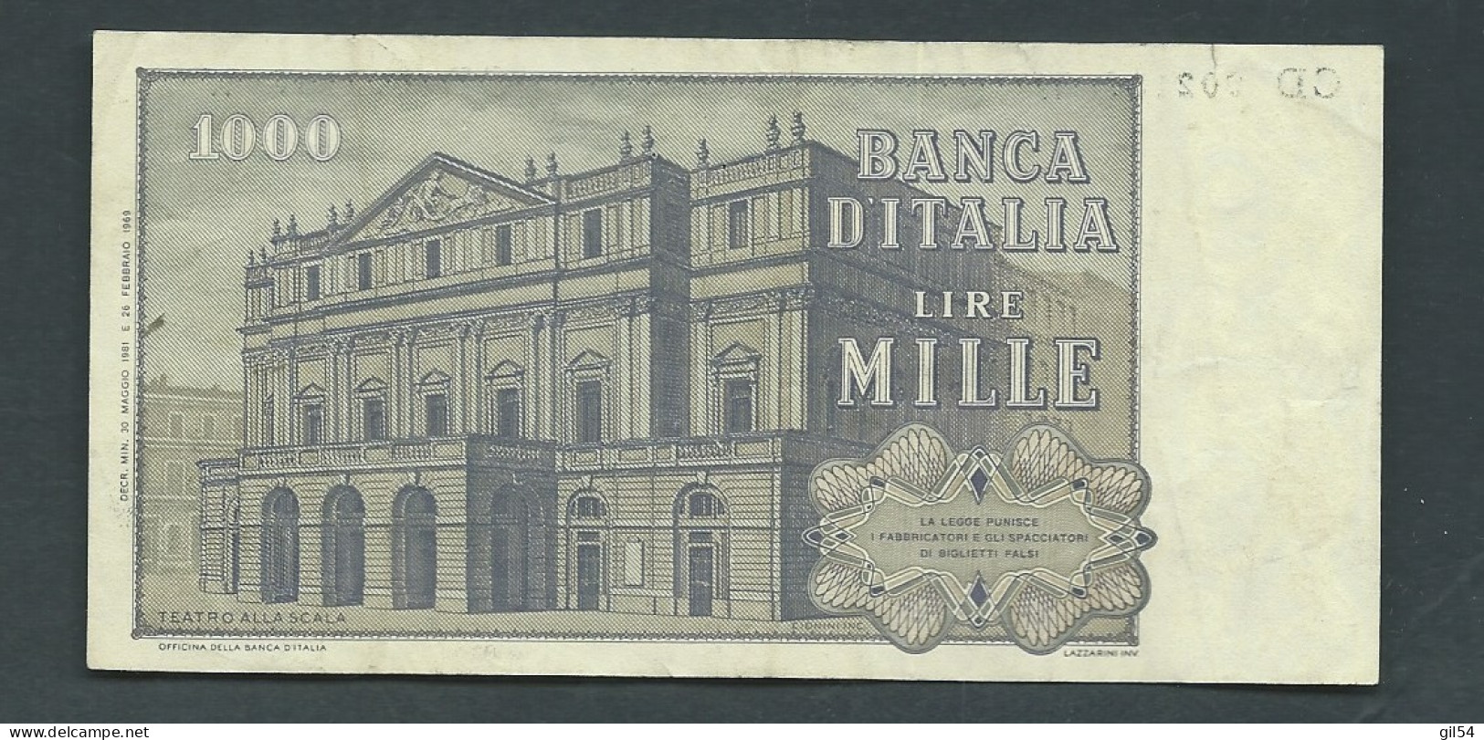 BILLET ITALIE 1000 LIRE 1981 - CD 002187W  -  Laura 13716 - 1.000 Lire