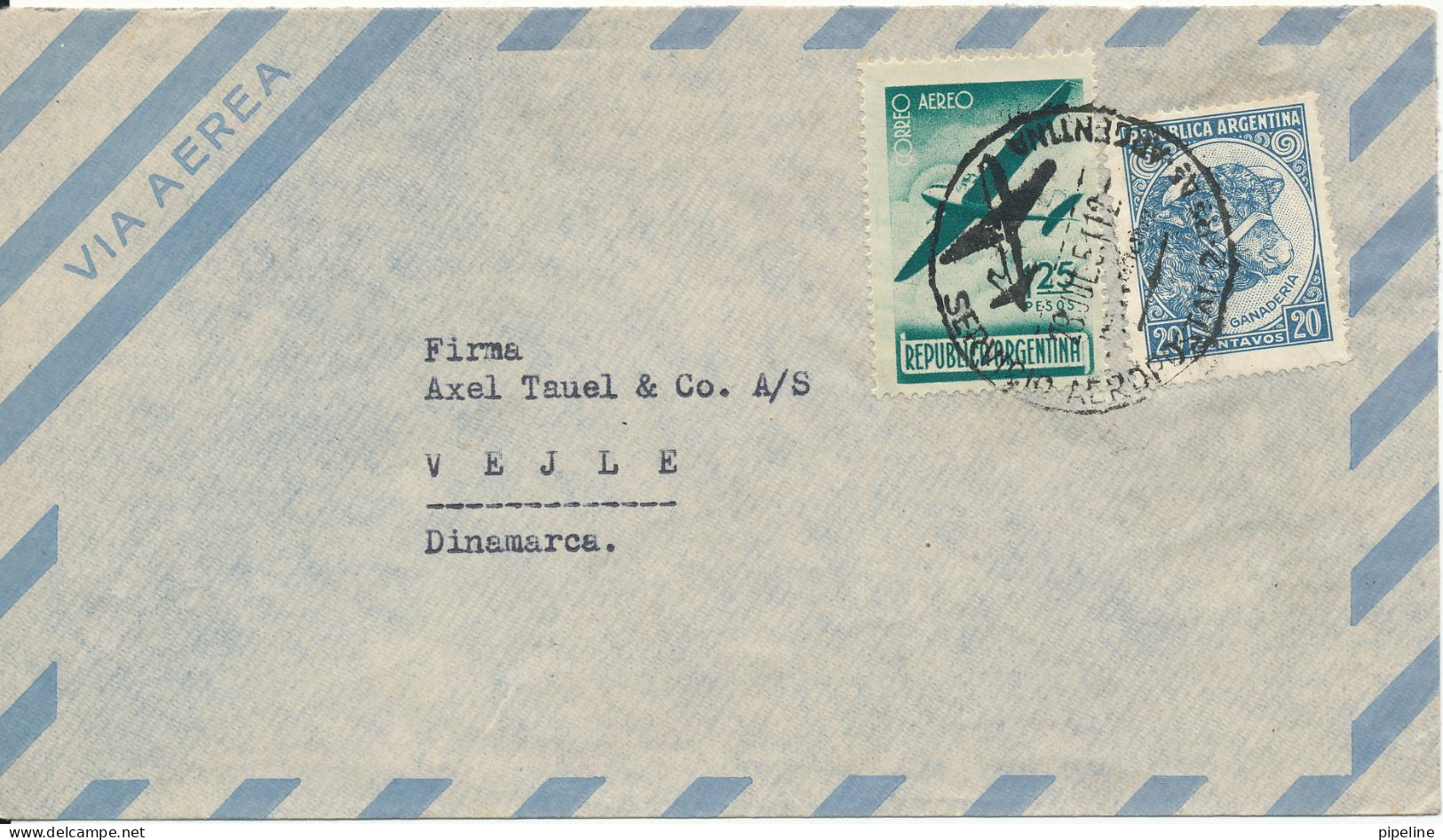 Argentina Air Mail Cover Sent To Denmark 29-7-1951 - Posta Aerea