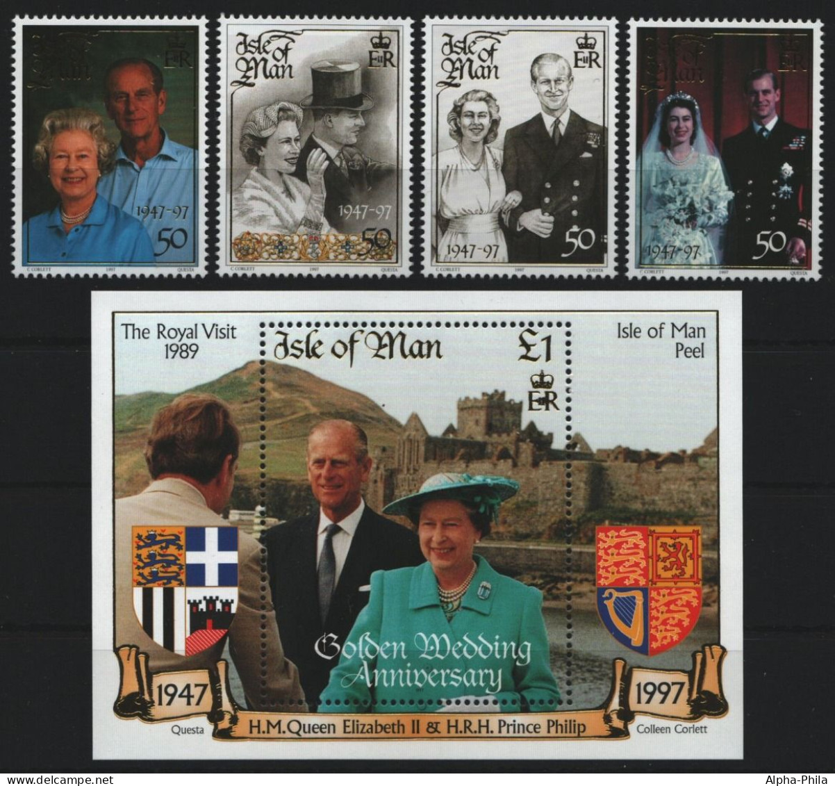 Isle Of Man 1997 - Mi-Nr. 743-746 & Block 31 ** - MNH - Goldene Hochzeit - Man (Ile De)