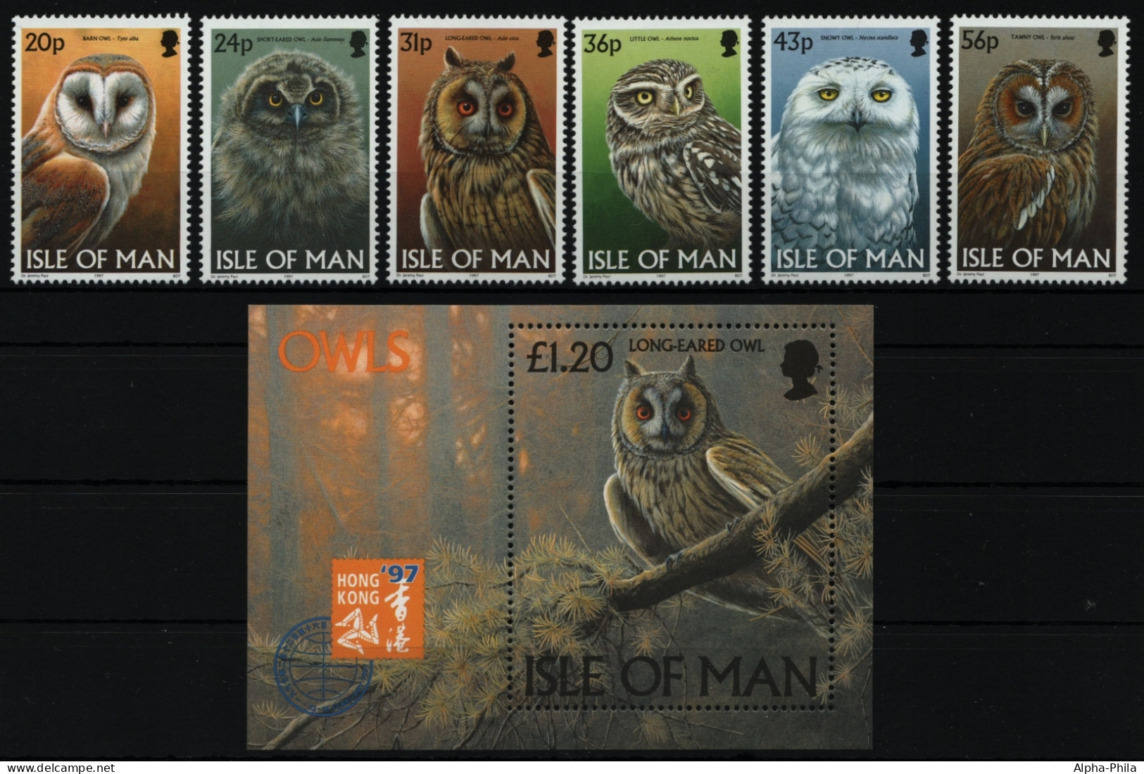 Isle Of Man 1997 - Mi-Nr. 709-714 & Block 28 ** - MNH - Eulen / Owls - Man (Ile De)