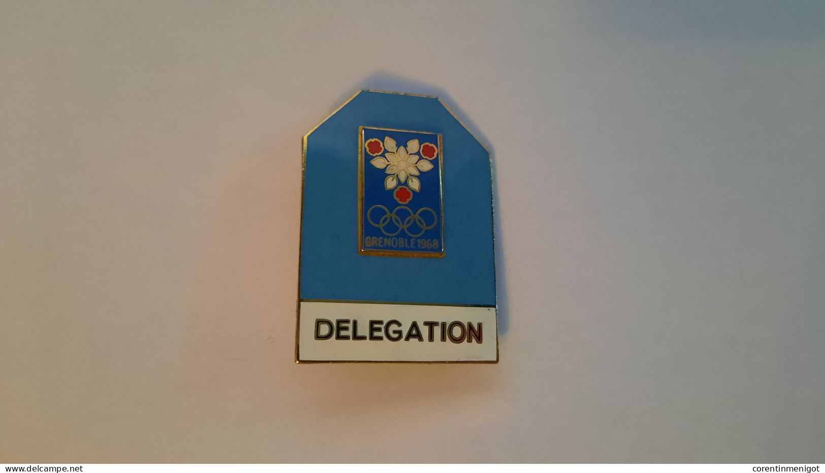 Badge "Delegation" Des Jeux Olympiques De Grenoble 1968 - Apparel, Souvenirs & Other