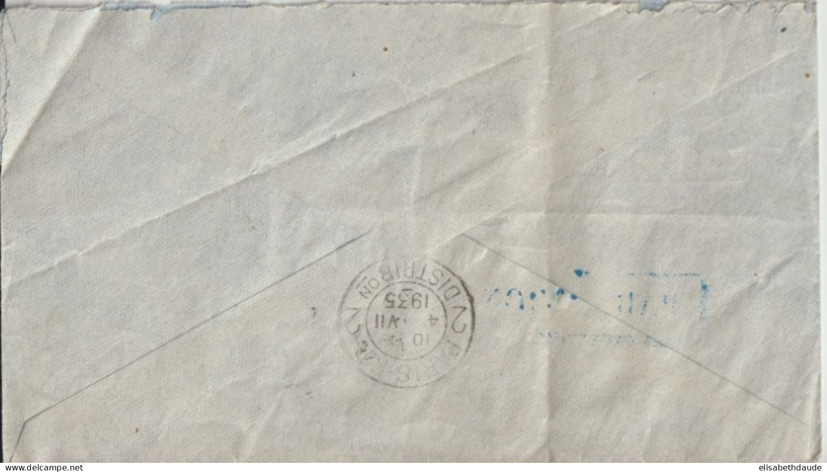 MADAGASCAR - 1935 - POSTE AERIENNE 4.5F SEUL SUR LETTRE - ENVELOPPE De MANANJARY => PARIS - Briefe U. Dokumente