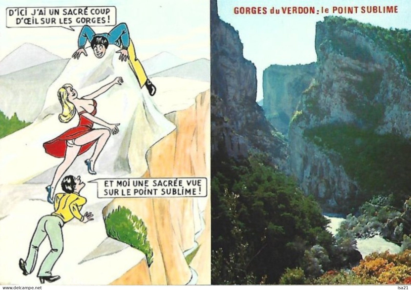 Carte Postale: HUMOUR: Alpes De Haute Provence-Var: Les Gorges Du Verdon: Sacré Coup D'œil Sur Les Gorges, Sacrée Vue . - Saluti Da.../ Gruss Aus...