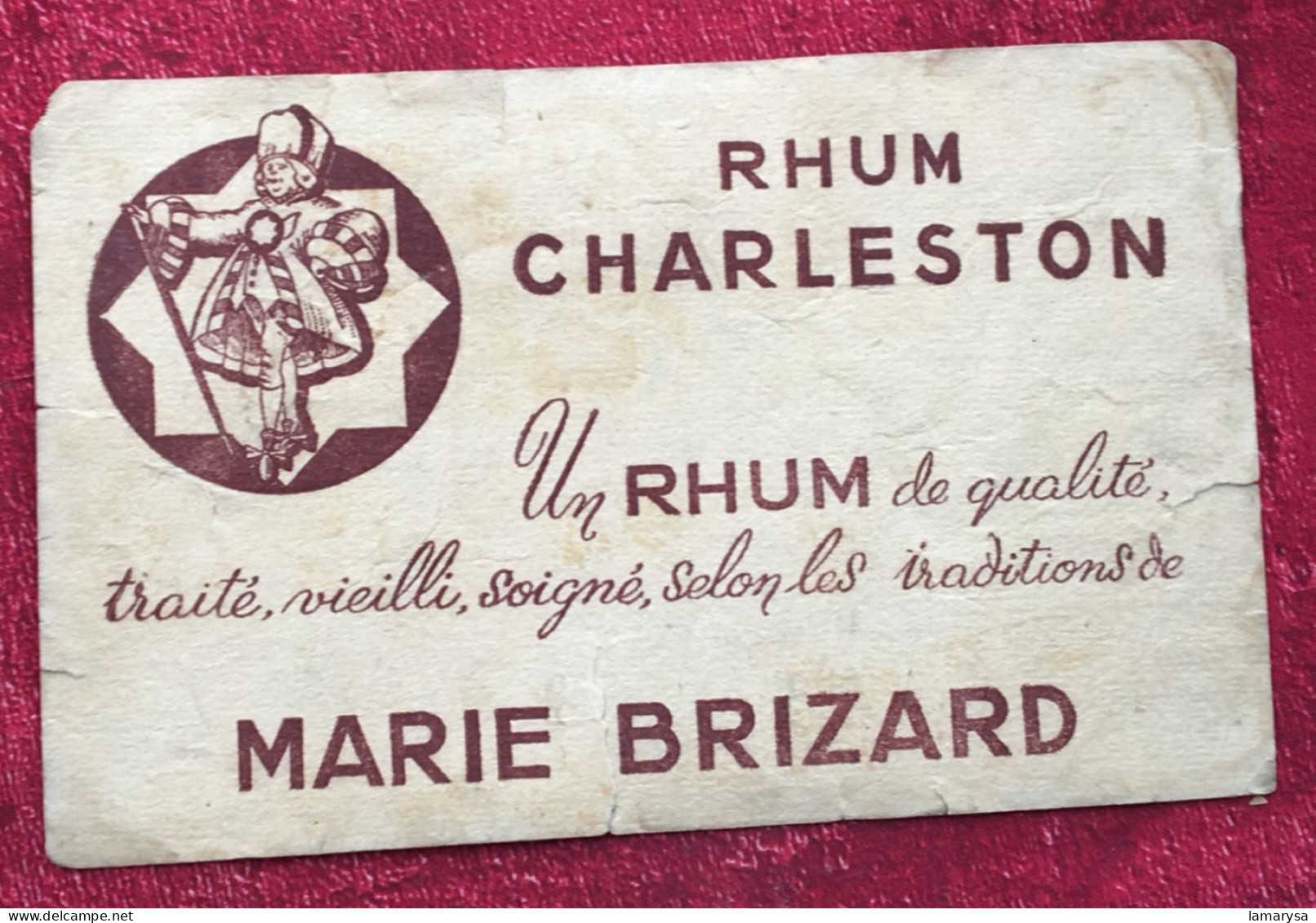 Rhum Charleston Marie-Brizard Bon Buvard -Vintage Publicité- Publicitaire-traité Vieilli Soigné Selon Les Traditions - Liquore & Birra