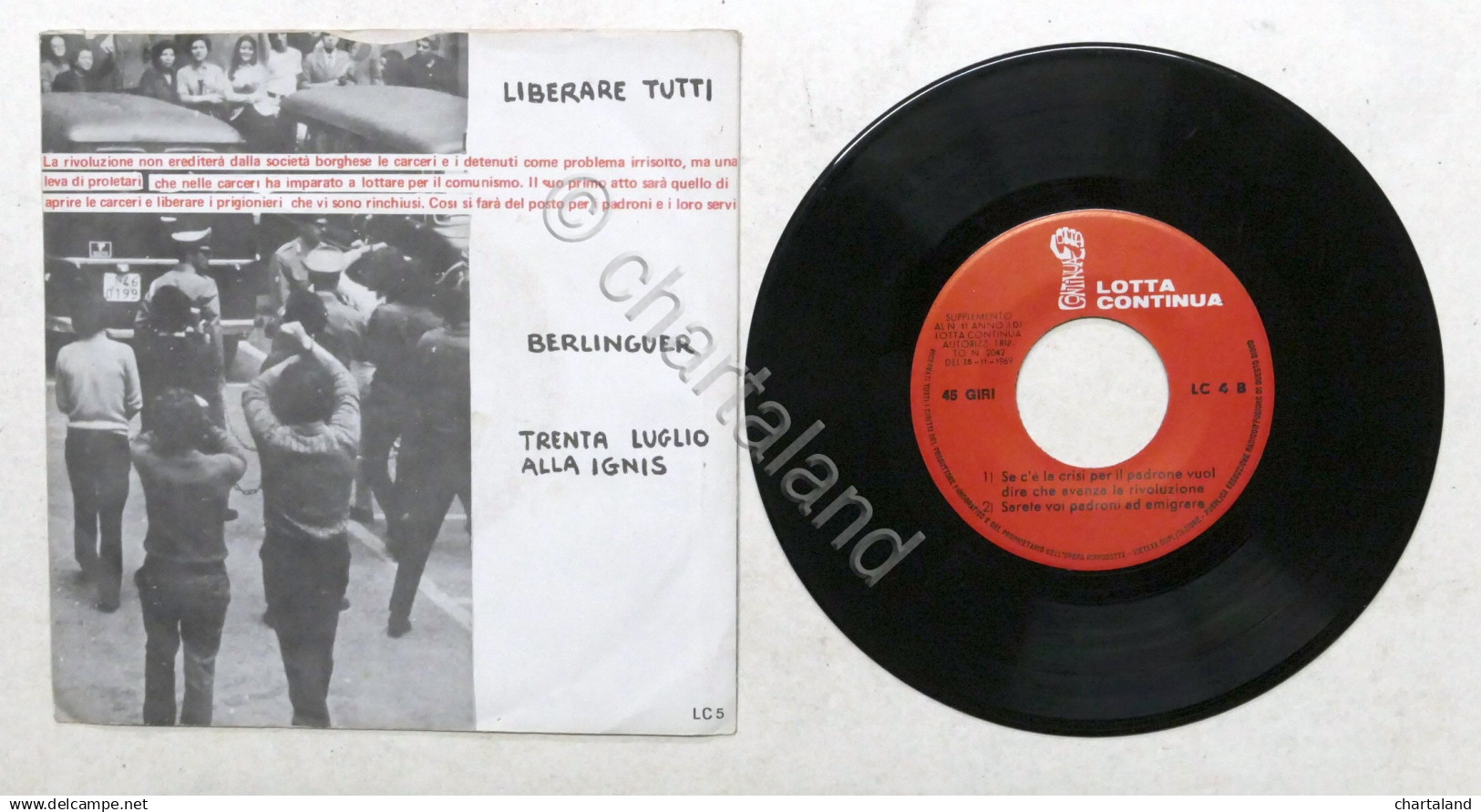 Disco Vinile 45 Giri - Lotta Continua - L'Internazionale Proletaria - Collezioni