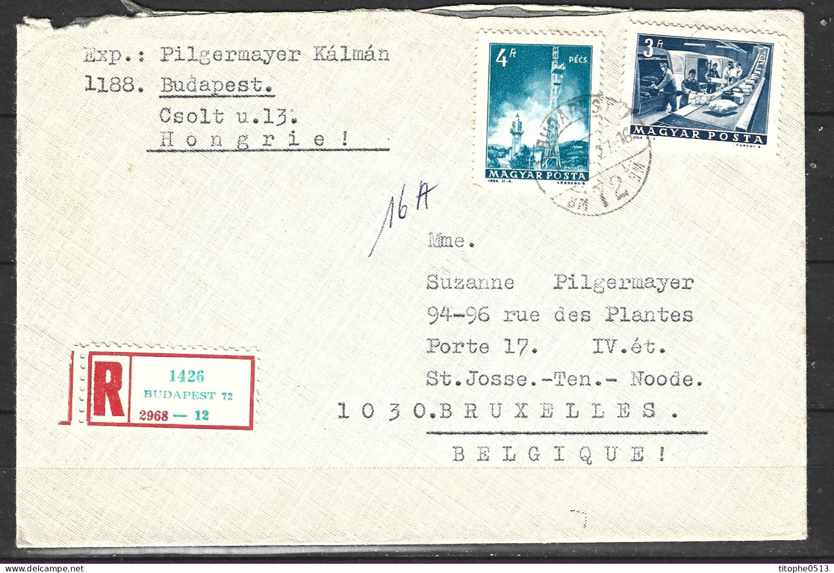 HONGRIE. N°1571-2 De 1963-72 Sur Enveloppe Ayant Circulé. Triage/Tour Radio. - Brieven En Documenten