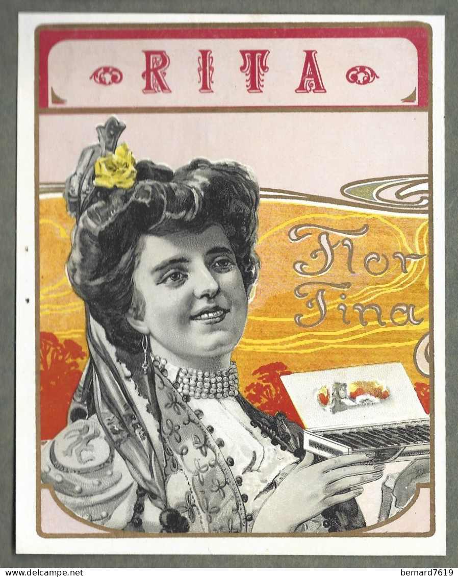 Publicite   Cigare  - Tabac  -   Flor Fina  - Rita   -  Vers  1880 -1900 - Format 10 Sur 13 Cms Environs - Autres & Non Classés