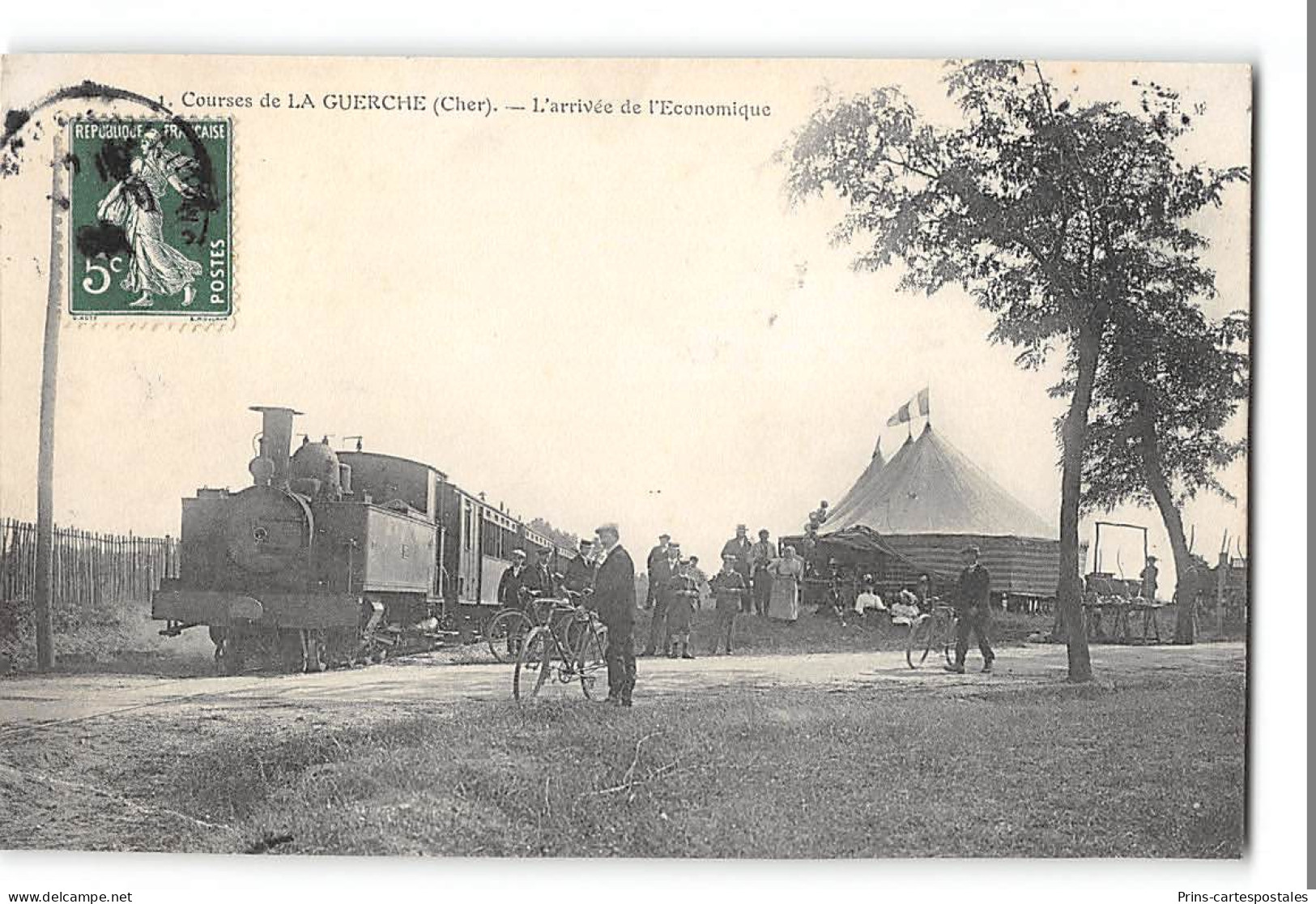 CPA 18 Courses De La Guerche L'arrivée De L'economique - Train Tramway - La Guerche Sur L'Aubois