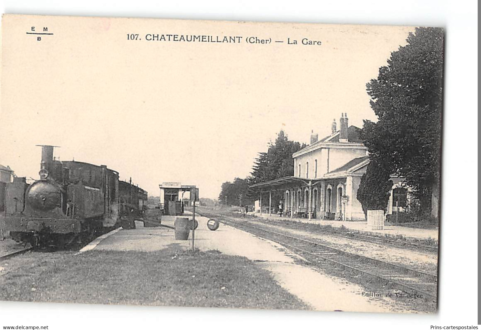 CPA 18 Chateaumeillant La Gare Et Le Train Tramway - Châteaumeillant