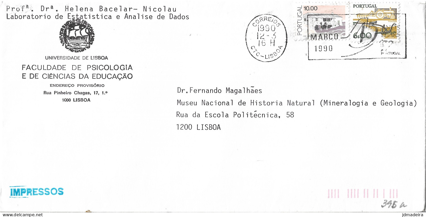 Portugal Cover TAP Air Portugal 14 MARÇO 1990 Slogan Cancel - Covers & Documents