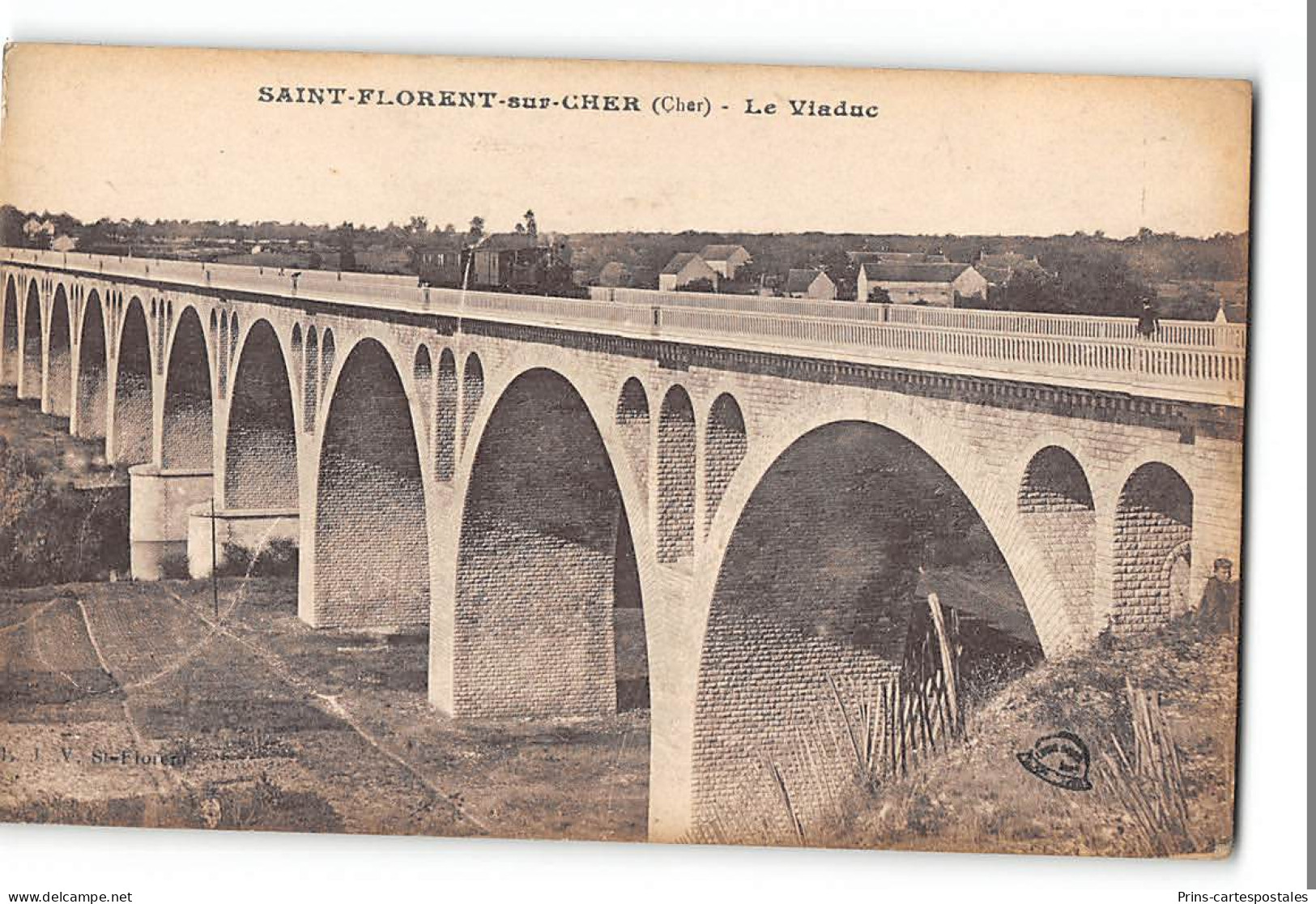 CPA 18 Saint Florent Sur Cher Le Viaduc Et Le Train Tramway - Saint-Florent-sur-Cher