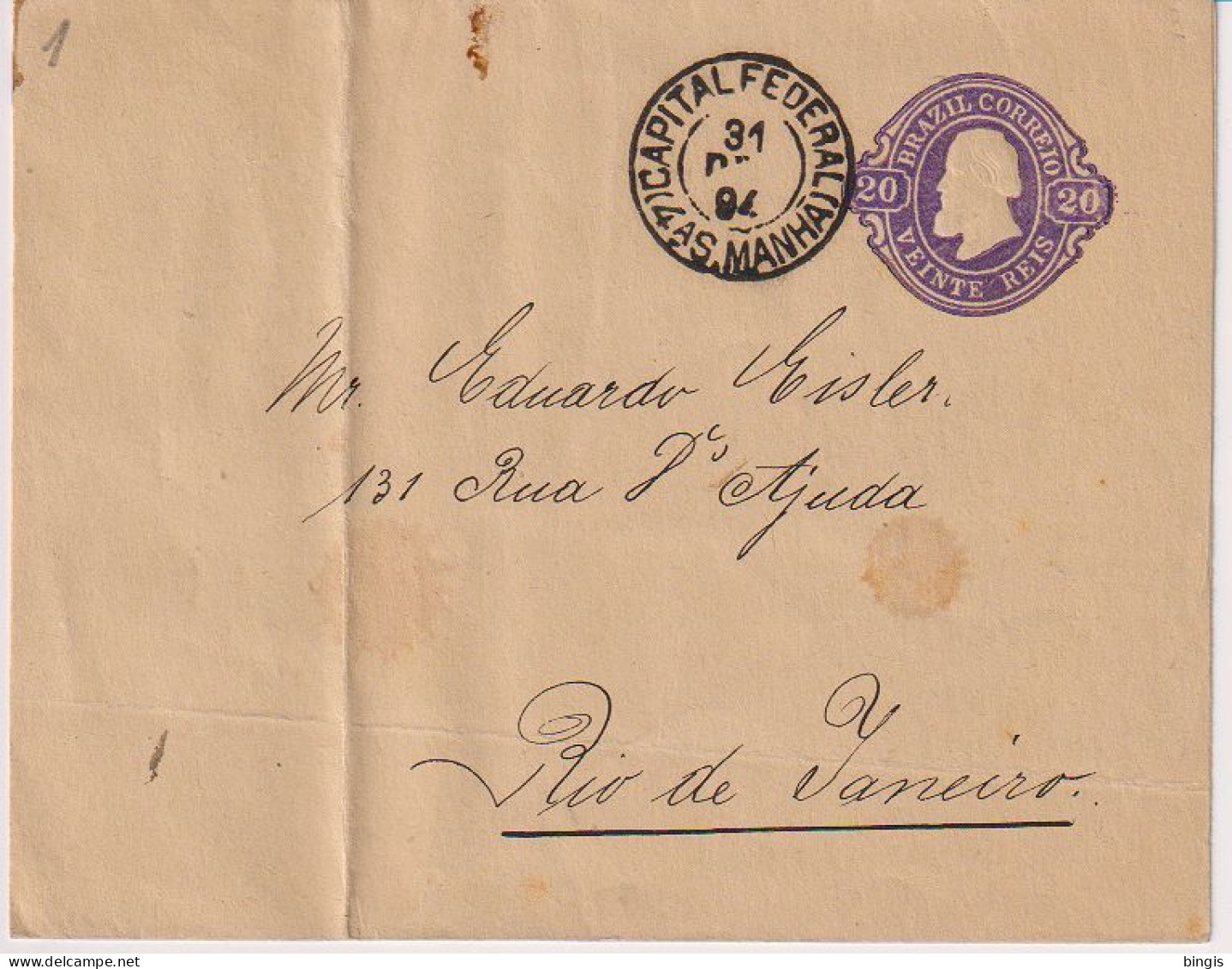 1894, Ganzsachenbrief Von Manha Nach Rio De Janeiro - Storia Postale