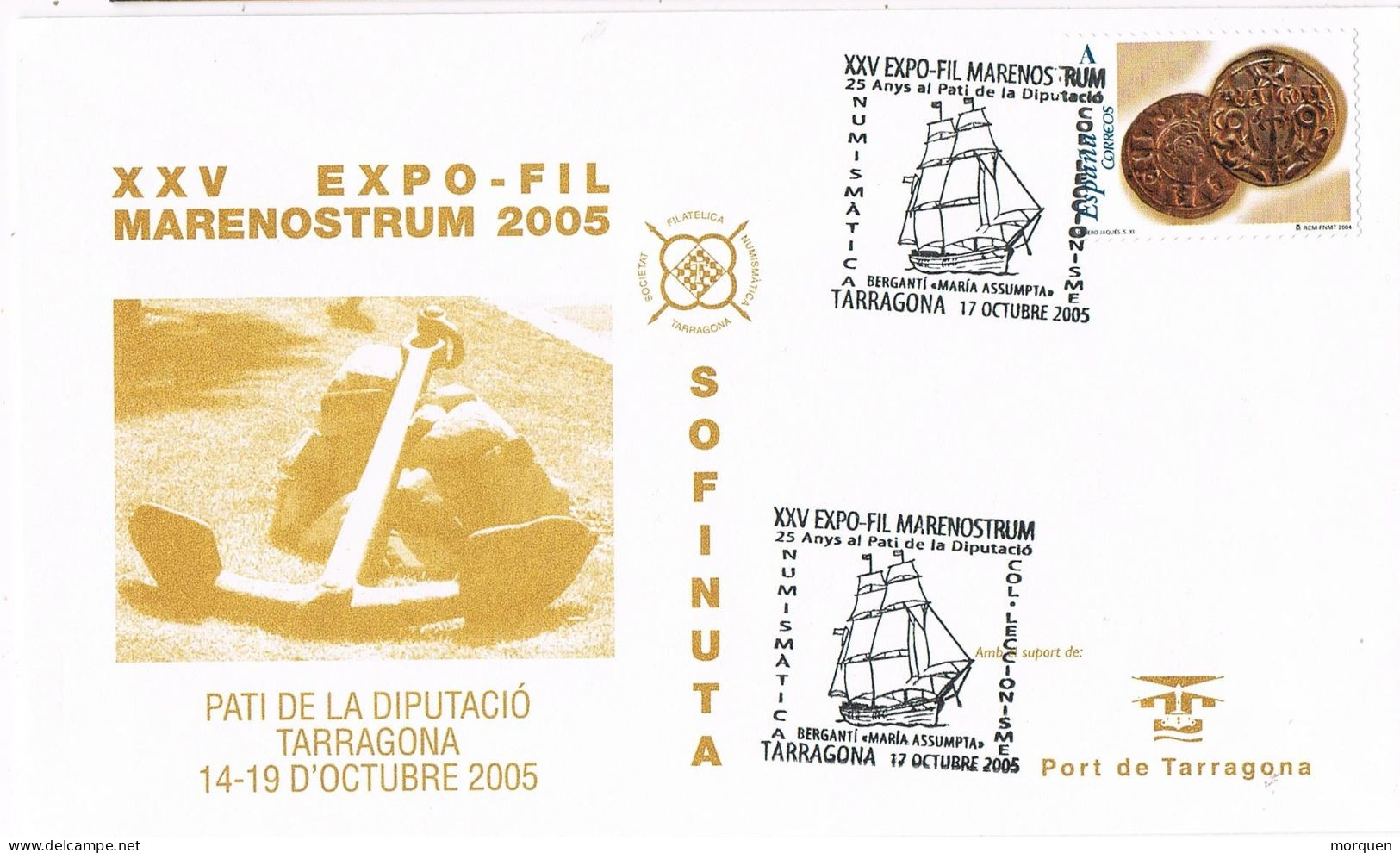 53319. Carta TARRAGONA 2005. Exposicion Mare Nostrum, Ship, Barco, Bergantin Maria Assumpta - Covers & Documents