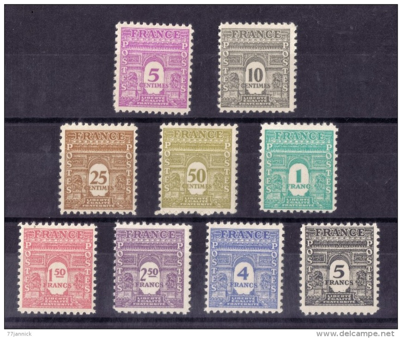 LOT DE TIMBRES ARC DE TRIOMPHE N° 620/628  NEUF** - 1944-45 Arco Del Triunfo