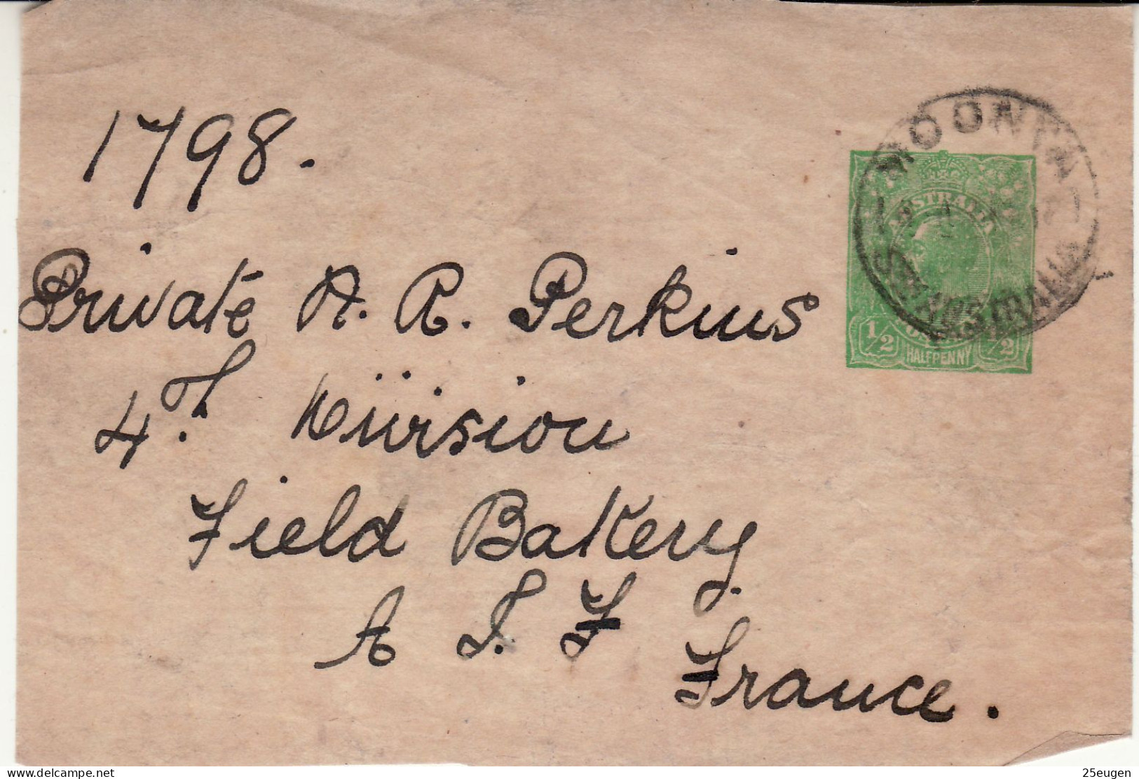 AUSTRALIA 1916  WRAPPER SENT TO FRANCE /PART/ - Briefe U. Dokumente