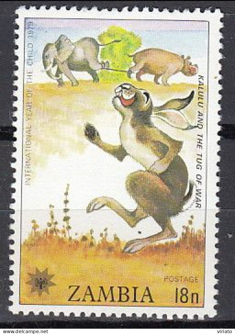 Zambia 1979 (MNH) )Mi 205) - Fable - Kalulu And The Tug Of War -Rabbit And Elephant - Hasen