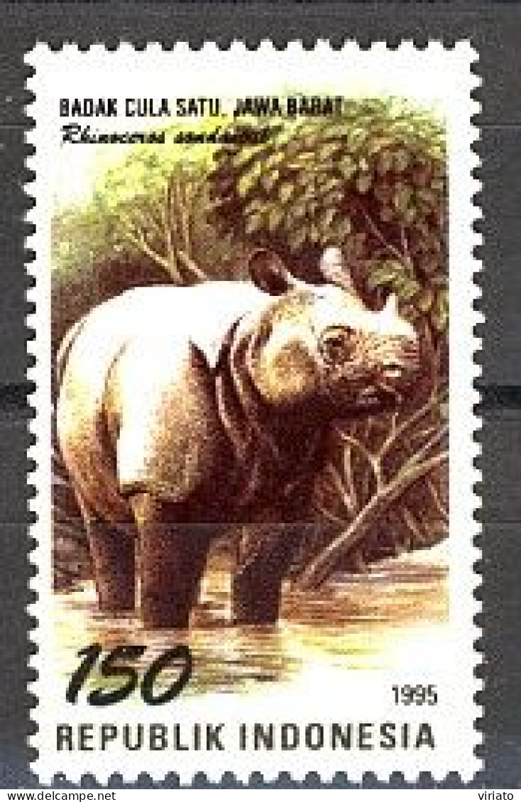 Indonesia 1995 (MNH) (Mi 1578) - Javan Rhinoceros (Rhinocerus Sondaicus) - Rhinozerosse