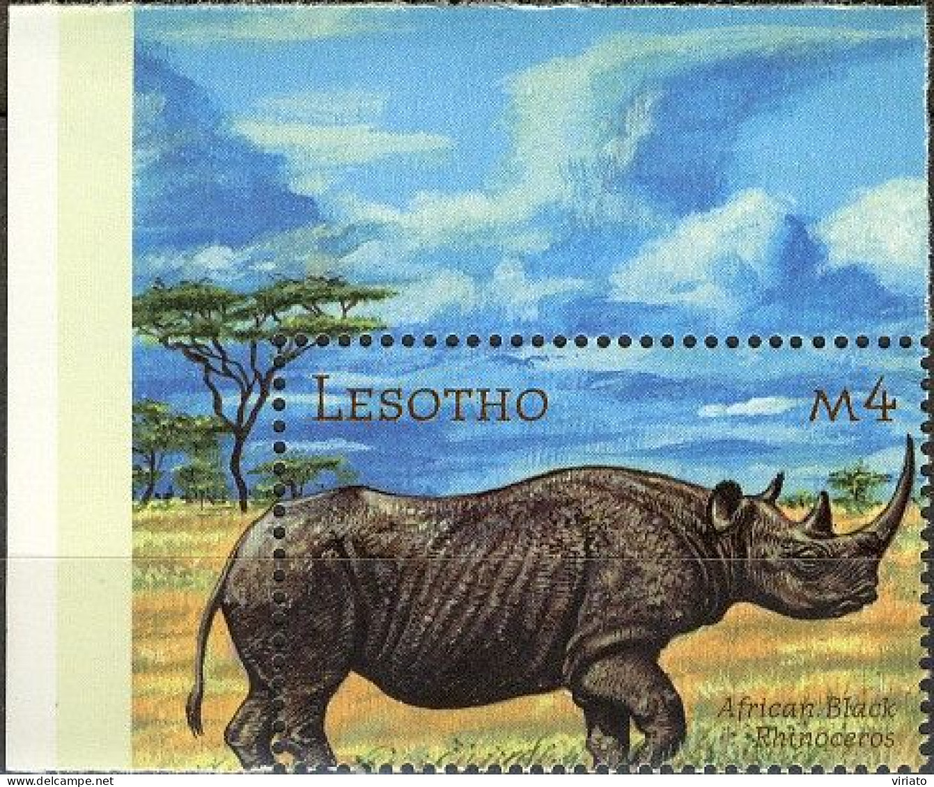 Lesoth 2000 (Yv 1629) - Black Rhino, Hook-lipped Rhinoceros (Diceros Bicornis) - Rhinoceros